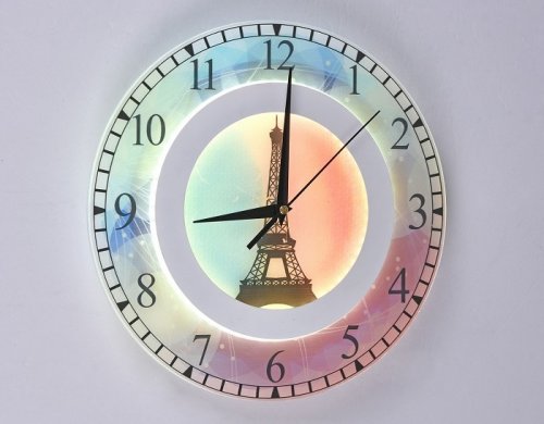 Светильник светодиодный часы Мелодия Света Эйфелева башня 6416-23W 23Вт 220В Белый картинка 